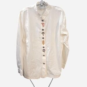 WOMENS‎ VINTAGE SAINT GERMAINE BUTTON UP WITH EMBROIDERED POPS OF COLOR SIZE L